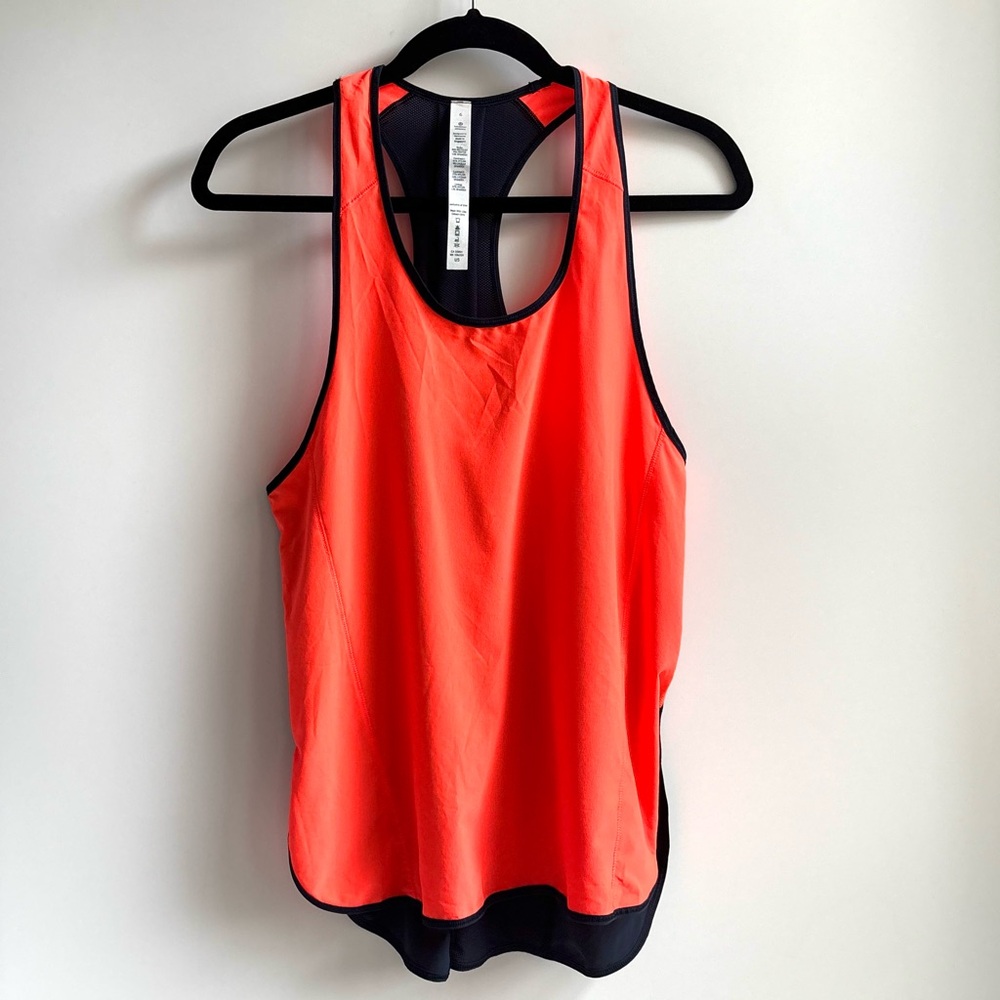 Lululemon Pump It Up Tank Racerback Lightweight Top Light Flare/Inkwell Orange 6